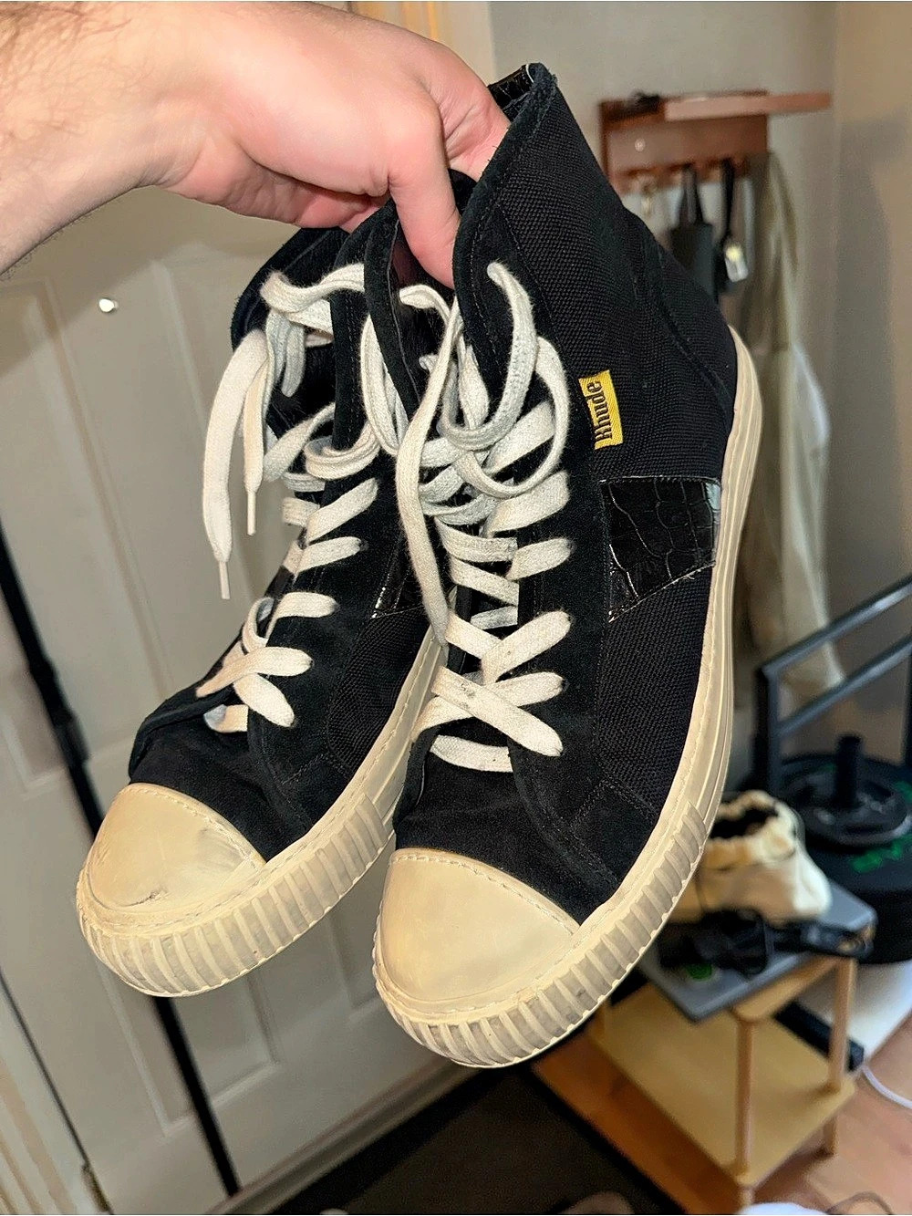 Rhude Bel Air’s Black & White High Top Sneakers